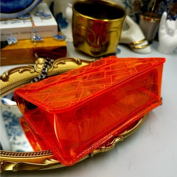 🆕 KURT GEIGER LONDON 🧿 NWOT Mini Kensington Crossbody Bag, Transparent Orange - Picture 6 of 15